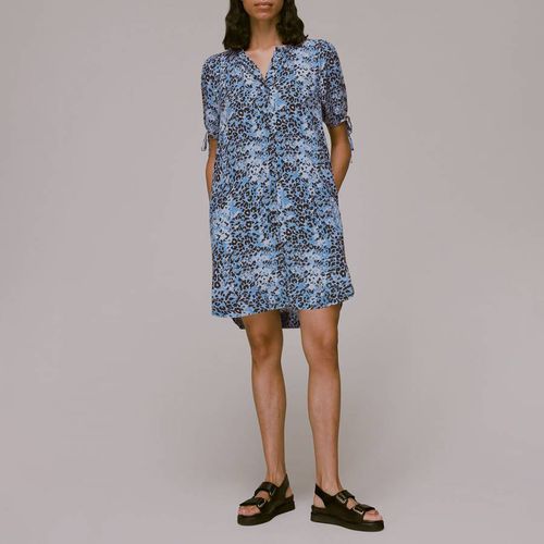 Blue Print Button Mini Dress - WHISTLES - Modalova