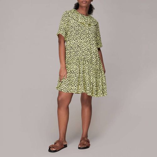 Khaki Floral Print Tiered Mini Dress - WHISTLES - Modalova