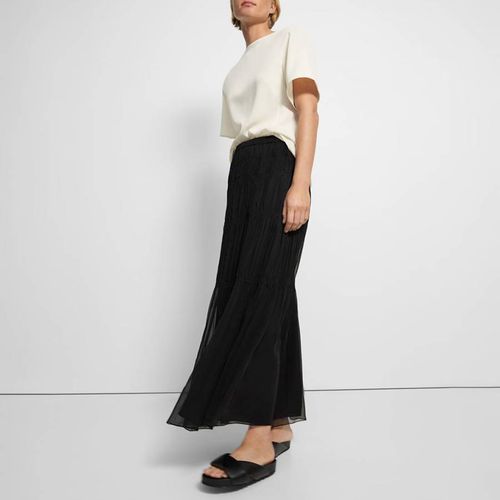 Black Sheer Tiered Silk Maxi Skirt - Theory - Modalova