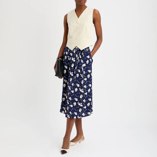 Navy Valerie Printed Midi Skirt - L K Bennett - Modalova