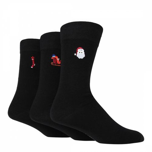 Black 3 Pack Christmas Icon Socks - Wild Feet - Modalova