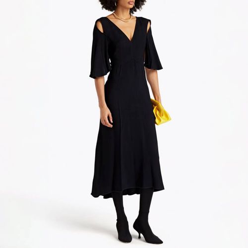 Black Keyhole Detail V Neck Midi - Victoria Beckham - Modalova