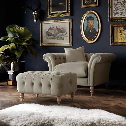 SAVE £440 - The Mayfair Footstool Velvet Putty - The Great Sofa Company - Modalova