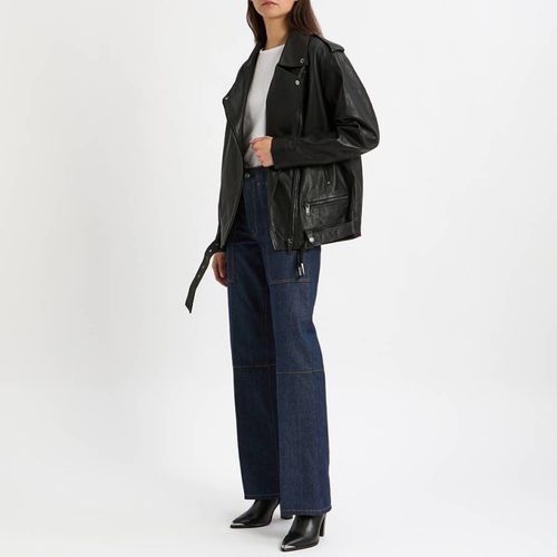 Black Oversized Leather Biker - NÂ°Â· Eleven - Modalova