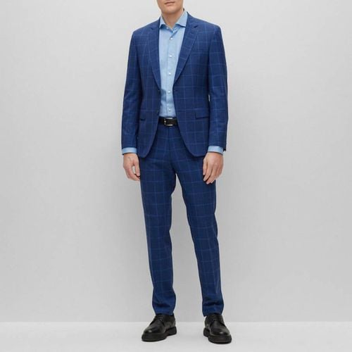 Blue Check Huge 2 Piece Wool Suit - BOSS - Modalova