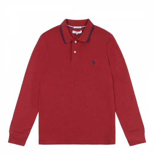 Red Tipped Pique Cotton Polo Shirt - U.S. Polo Assn. - Modalova