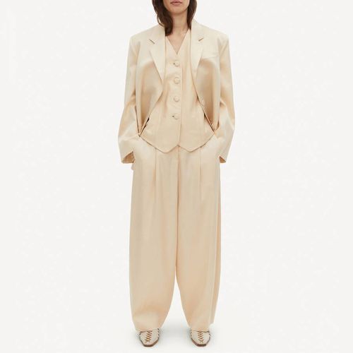 Ecru Povilos Wool Blend Trousers - By Malene Birger - Modalova