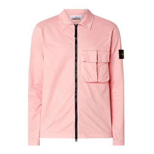 Pink Zipped Cotton Overshirt - Stone Island - Modalova