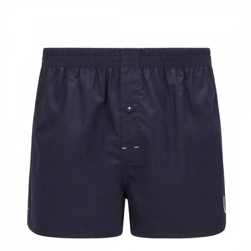 Navy Woven Cotton Boxers - BOSS - Modalova