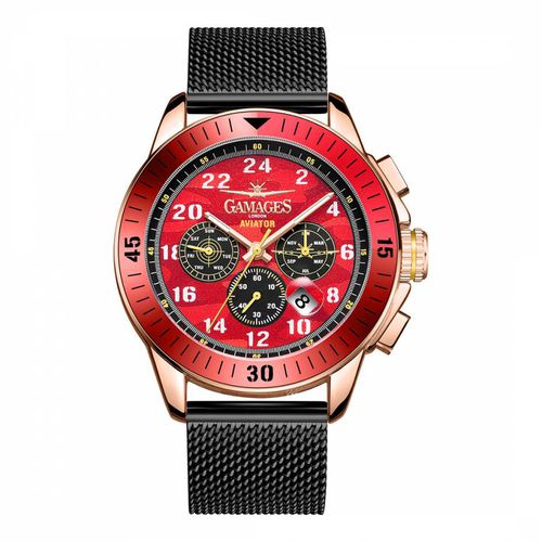 Red Mens Limited Edition Hand Assembled Pilot Automatic Watch - Gamages of London - Modalova