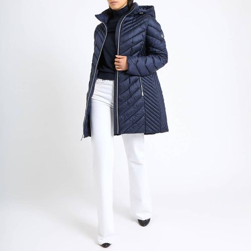 Navy Long Chevron Coat - Michael Kors - Modalova