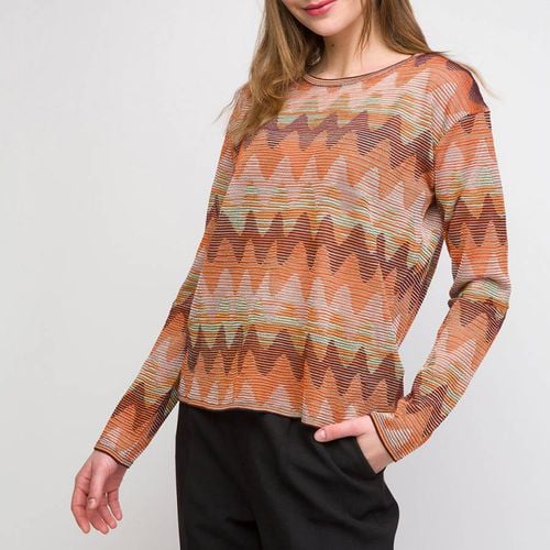 Pale Orange Pattern Cotton Wool Blend Top - M Missoni - Modalova