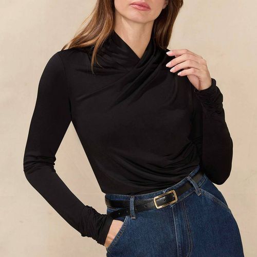 Black Wrap Neck Long Sleeve Top - Ro & Zo - Modalova