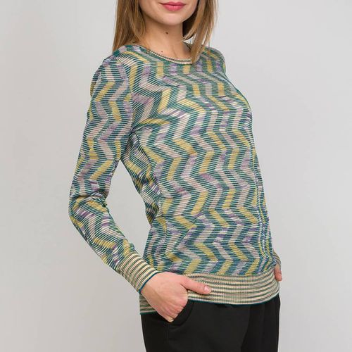 Blue/Multi Zig Zag Wool Blend Top - M Missoni - Modalova