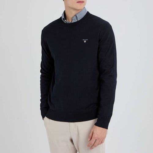 Navy Crew Neck Cotton Jumper - Gant - Modalova