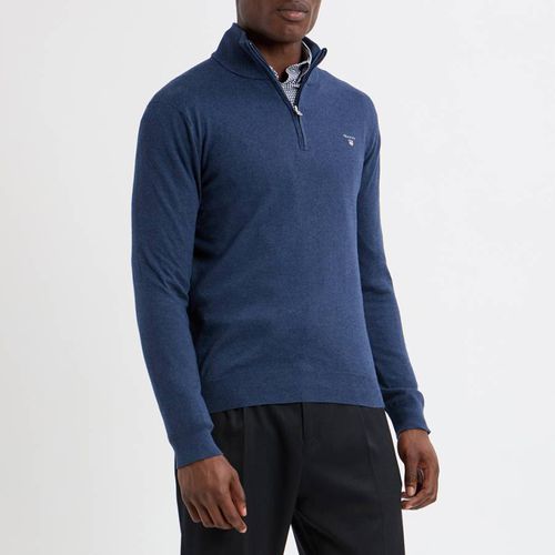 Indigo Cotton Half Zip Jumper - Gant - Modalova