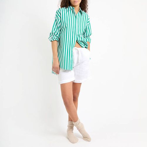 Green/White Cotton Dip Hem Shirt - NÂ°Â· Eleven - Modalova