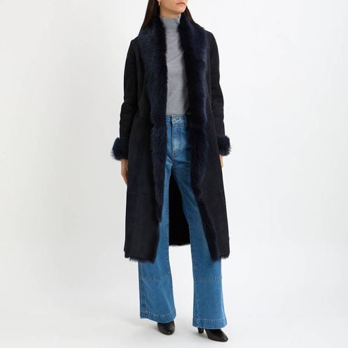 Navy Long 3/4 Shearling Coat - Max and Zac London - Modalova