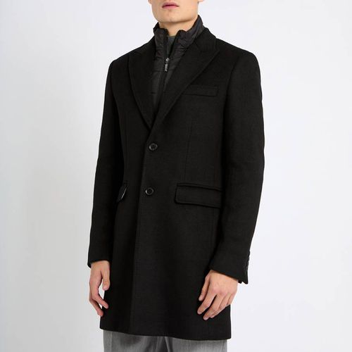 Black Insert Wool Blend Coat - Gianni Feraud - Modalova