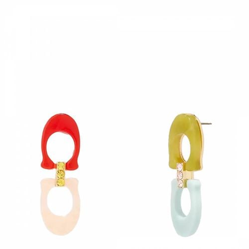 Mulitcolour Mismatch Enamel Pave Link Drop Earrings - Coach - Modalova