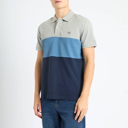 Grey/Navy Colourblock Cotton Polo - Crew Clothing - Modalova