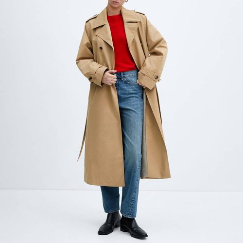 Brown Cotton Blend Trench Coat - Mango - Modalova