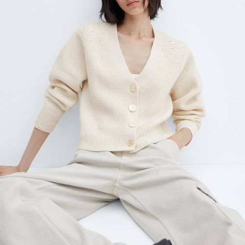 Ecru Cardigan With Shoulder Detail - Mango - Modalova