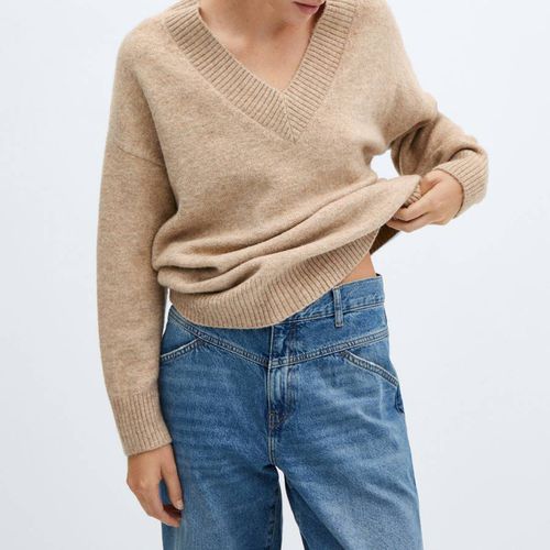 Beige Oversized Wool Blend Jumper - Mango - Modalova