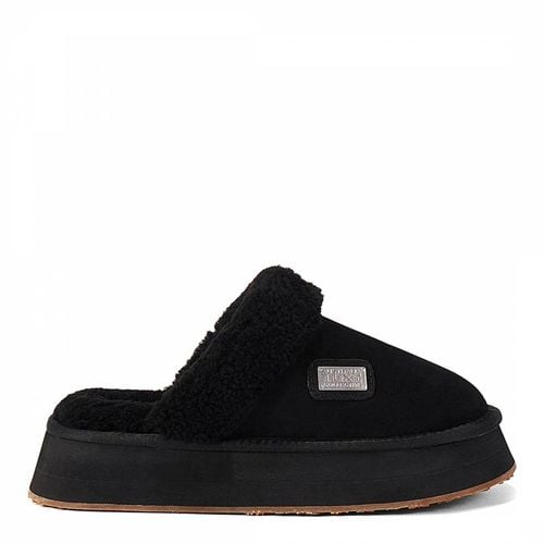 Black Suede Mule Platform Slippers - Australia Luxe Collective - Modalova