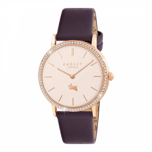 Rose Gold Plated Purple Leather Strap Watch - Radley - Modalova