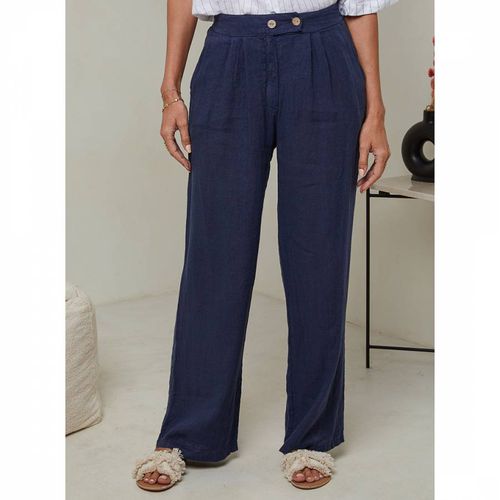 Navy Linen Trouser - LE MONDE DU LIN - Modalova