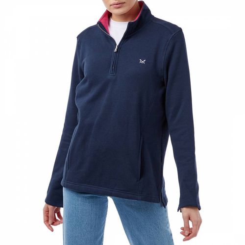 Navy Cotton Half Zip Sweatshirt - Crew Clothing - Modalova