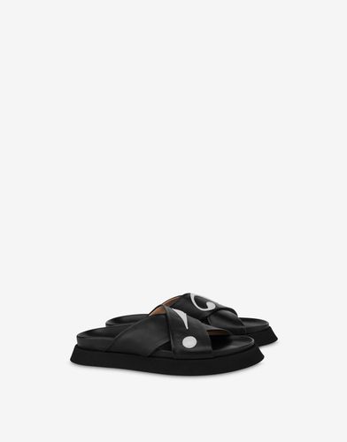 Symbols Nappa Leather Flatform Sandals - Moschino - Modalova