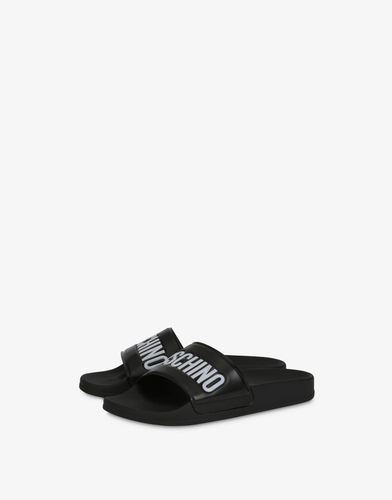 Pvc Slide Sandals With Logo - Moschino - Modalova