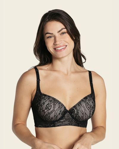 Sujetador de push up suave y cubrimiento alto en sisa y espalda Cover Bra en encaje - Leonisa - Modalova