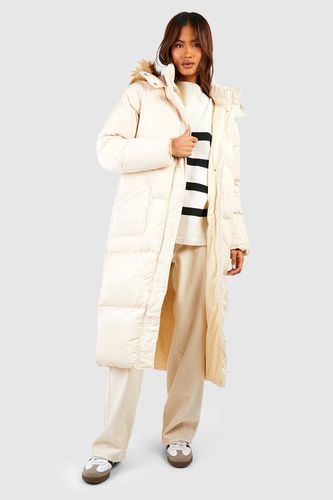 Womens Tall Faux Fur Hood Longline Padded Coat - - 10 - boohoo - Modalova