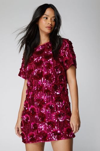 Womens 3D Floral Sequin Mini Dress - - 8 - Nasty Gal - Modalova