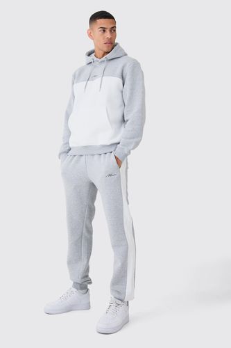 Man Signature Colour Block Hooded Tracksuit - - S - boohooMAN - Modalova