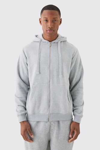 Basic Zip Through Hoodie - Grey - L - boohooMAN - Modalova