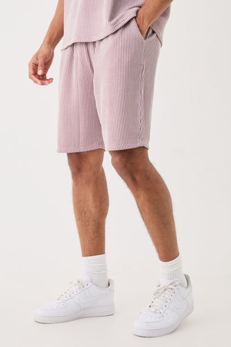 Relaxed Fit Mid Length Stripe Texture Shorts - - L - boohooMAN - Modalova