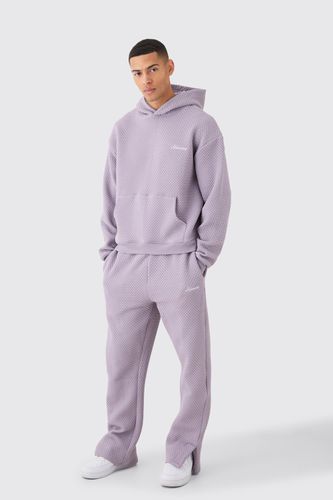 Oversized Boxy Jacquard Quilted Embroided Hooded Tracksuit - - L - boohooMAN - Modalova