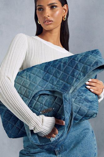 Womens Quilted Denim Wash Oversized Bag - - One Size - MISSPAP - Modalova