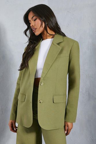 Womens Premium Linen Look Oversized Tailored Blazer - - 16 - MISSPAP - Modalova