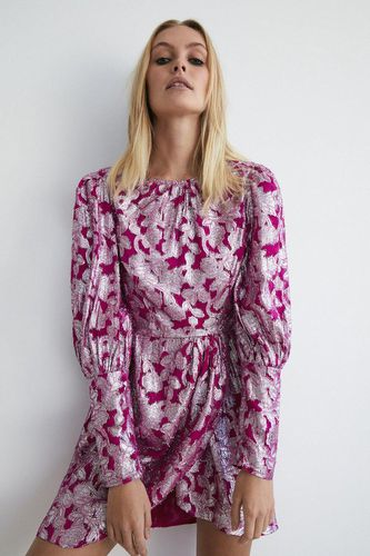 Womens Sparkle Jacquard Wrap Mini Dress - - 10 - Warehouse - Modalova