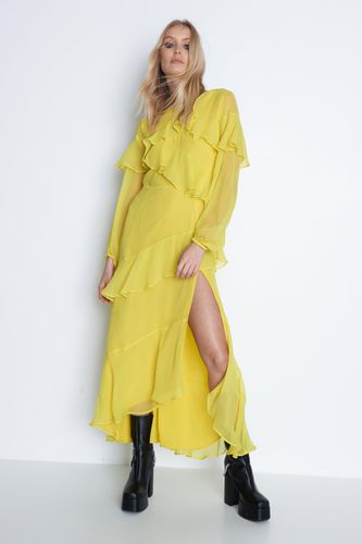 Womens Petite Premium Ruffle Detail Tiered Maxi Dress - - 10 - Warehouse - Modalova