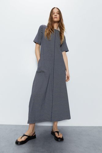 Womens Striped Clean Cotton Trapeze Midi Dress - - 10 - Warehouse - Modalova