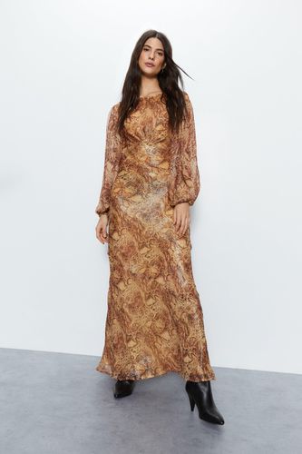 Womens Metallic Snake Print Maxi Dress - - 12 - Warehouse - Modalova