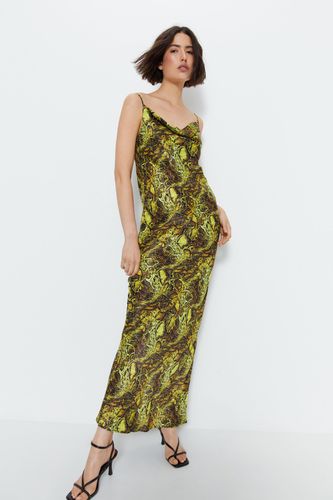 Womens Snake Print Satin Cowl Slip Dress - - 10 - Warehouse - Modalova