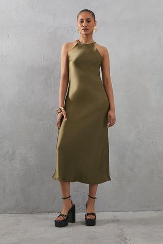 Womens Satin Strappy Back Slip Dress - - 10 - Warehouse - Modalova