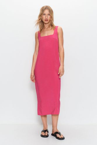 Womens Strappy Square Neck Textured Midi Dress - - 10 - Warehouse - Modalova